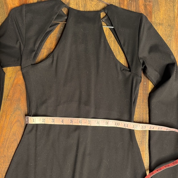 Susana Monaco Cutout Bodycon Dress | Black Long Sleeve Mini | Size XS - Picture 6 of 6